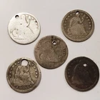 5 Coin Lot H10c Seated Liberty Half Dimes - Holed Dets - SKU-Y6292