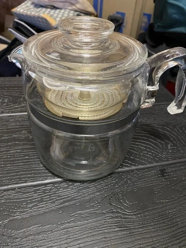 Vintage Pyrex Flameware 6 Cup Glass Coffee Pot Percolator 7756-