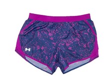Under Armour Women s Fly By 2.0 Printed Lined Running Shorts Pink Gray Sz L