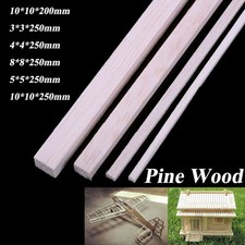 3/4/5/8/10mm Square Wood Stick 250mm Length Making Craft Model Strip Rod Toy DIY