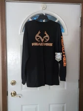 Realtree Hunting Shirt Mens Large Black Camo Long Sleeve Hunting