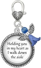 Something Blue Angel Charm for Bride on Wedding Day in my Heart as I Walk Dow
