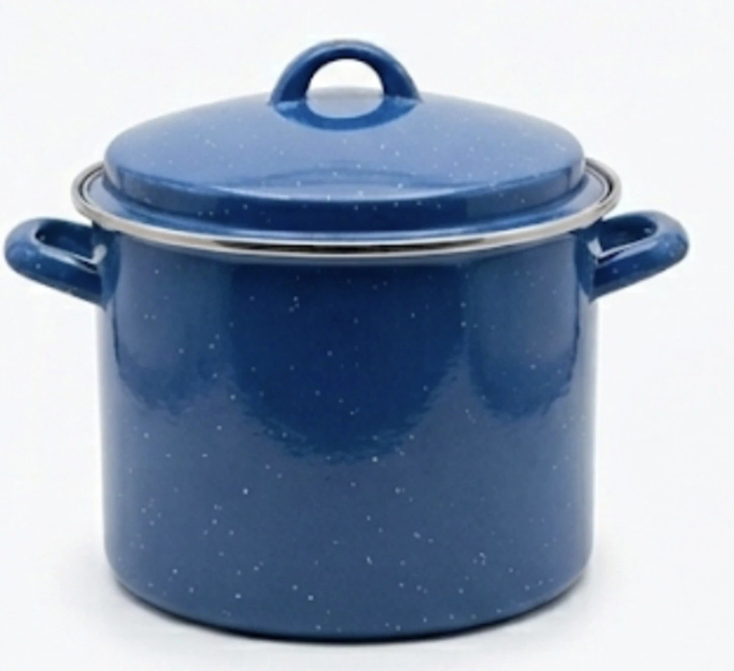 6 QUART STOCKPOT STRAINER LID BLUE PORCELAIN ENAMEL ON STEEL FARMHOUSE KITCHEN