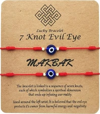 Evil Eye 7 Knot Lucky Bracelets for Women Men Adjustable Lucky
