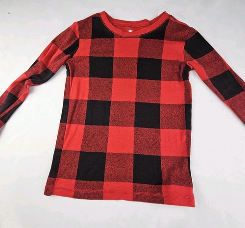 Gap Kids Unisex Size 8 Sleepwear Set Top Bottoms Red Black Plaid Organic Cotton - Picture 2 of 7