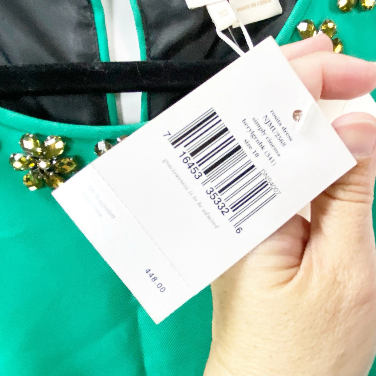 Mini abito donna Kate Spade Rosita nuovo con etichetta senza maniche strass bicolore taglia 10