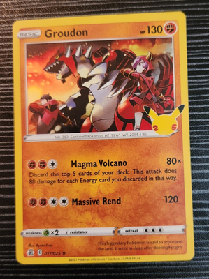 Pokemon TCG- Groudon 017/025- Holo Rare Card- Celebrations 25th