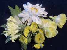 Vintage Millinery Flower Collection Lot Yellow White 1-3 1/2" German H5488