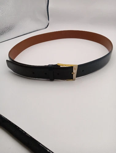 Ceinture Christian Dior cuir fendu 228873 noire vintage fabriquée en Espagne 85/34