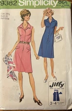 Easy Simplicity 9382 Jiffy Knee Length DRESS sewing pattern sz 18.5 bust41 UNCUT