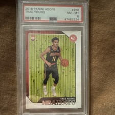 Panini 2018-19 NBA Hoops Trae Young Rookie #250 PSA 8 Basketball Card. rookie card picture