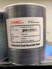 CMC Pro Taiyo Yuden TDMR-WPP-SK16 16X DVD-R White Inkjet Hub Printable Media
