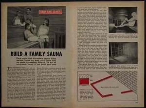 Sauna Finnish Indoor Redwood 1964 How-To build PLANS INFO