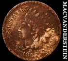 1867 Indian Head Cent - Scarce  Very Fine Details  Semi-key  Better Date  #J8259