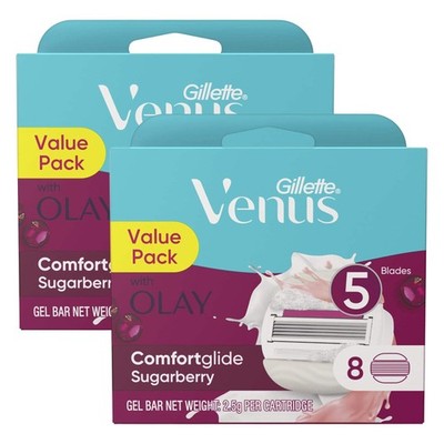 Gillette Venus Comfortglide Sugarberry Razor Refills 8 Pack with Olay x2 16 Cart