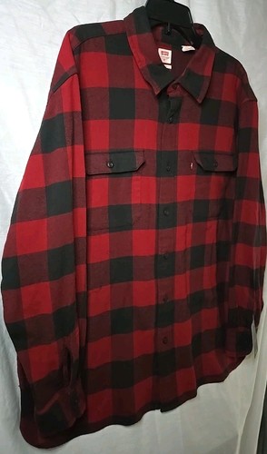 Levi's Relaxed Fit Flannel Button Shirt, Sz XL, Red/Black Checkered, NWT - Picture 3 of 10