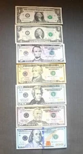7 Lot Hard to find * Star * Dollar Notes Bills 1 each $100 $50 $20 $10 $5 $2 $1