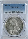 1921-S MORGAN PCGS MS63 Graded Silver $1 Dollar MS 63 Coin 7300