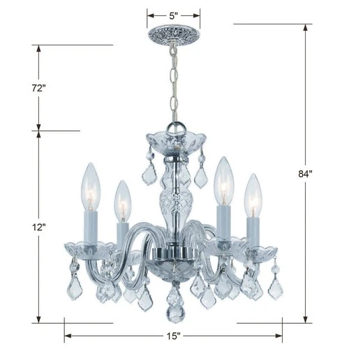 Traditional Crystal 15" Wide Chrome 4-Light Chandelier - Picture 5 of 5