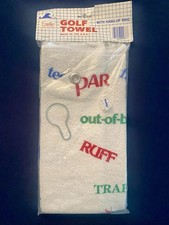 Golf Towel with Hang Up Ring Fringe Golfing NOS Made In USA 80s Vintage Excello