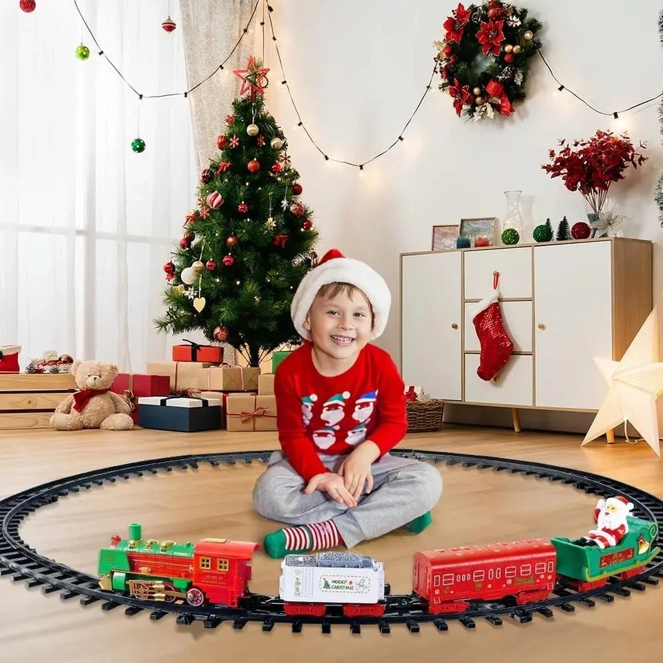 Premium Electric Christmas Train Tracks Set w/ Lights Sound Kids Toy Around Tree - Image 4 of 4