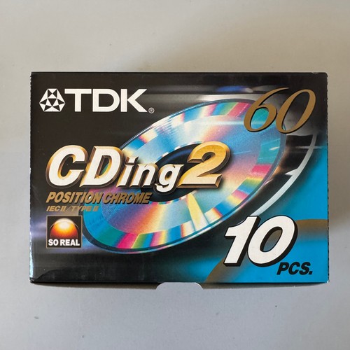 Paquete de 10 cintas de casete en blanco TDK CDing2 60 cromadas posición tipo II en caja - NUEVO - Imagen 2 de 3