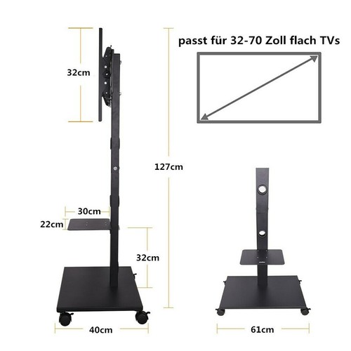 UNHO TV Stojak na telewizor Stojak na kółkach 55 65 75 85 cali Stojak na telewizor LED LCD - Zdjęcie 40 z 80