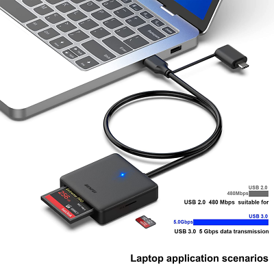 Lettore Schede 4 In 1 USB 3.0 E USB-C – Per SD, MicroSD, MS, CompactFlash, Plug & Play