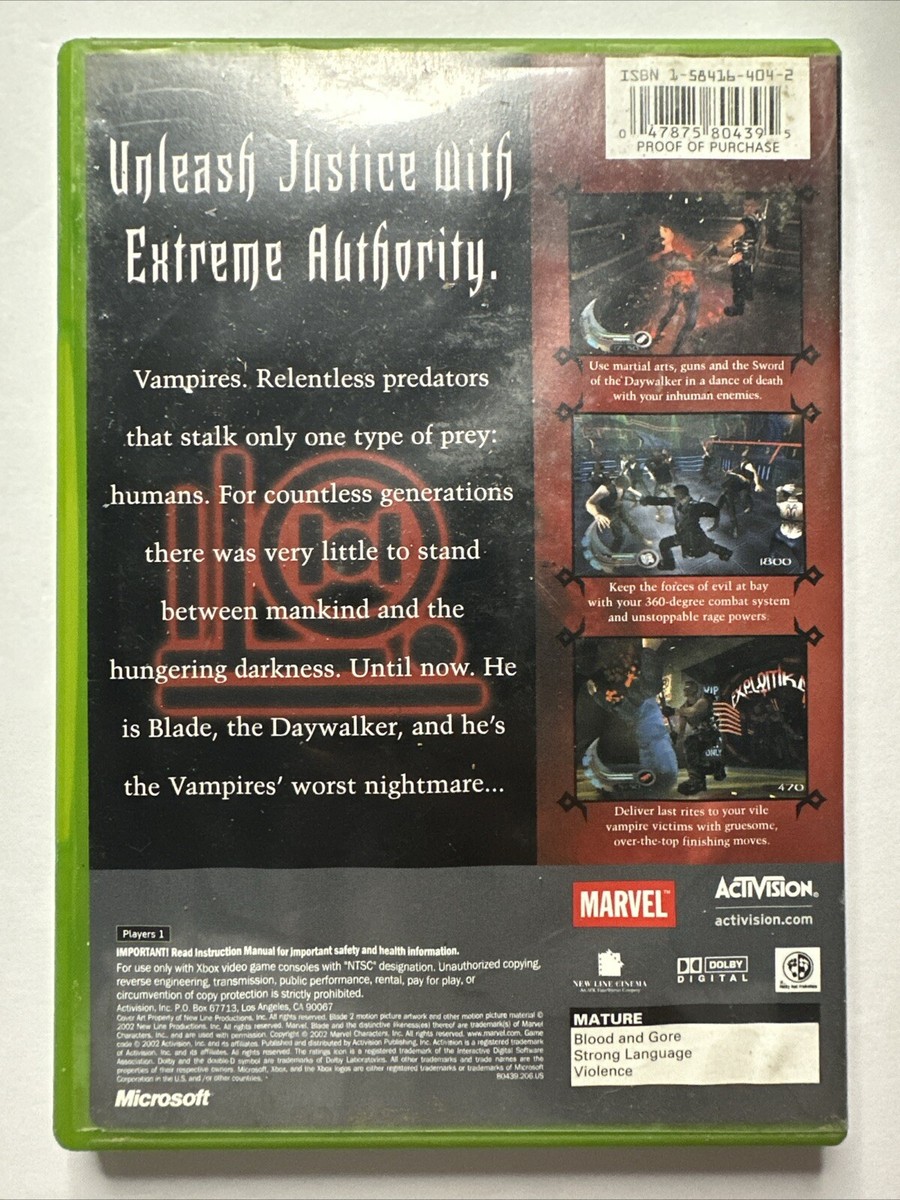 Jeu Vidéo BLADE II Pour Microsoft Xbox - Version PAL, Bon état, Testé Et Ressurfacé Si Besoin