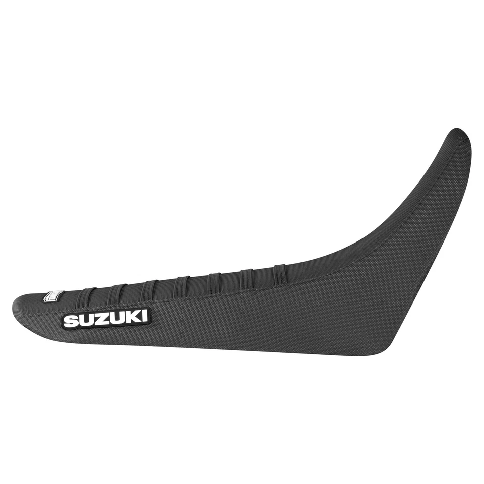 Cubierta de asiento con pinza Suzuki DR 650 2001-2024 todo negro con costillas negras #244 logotipo Foto 2 de 3