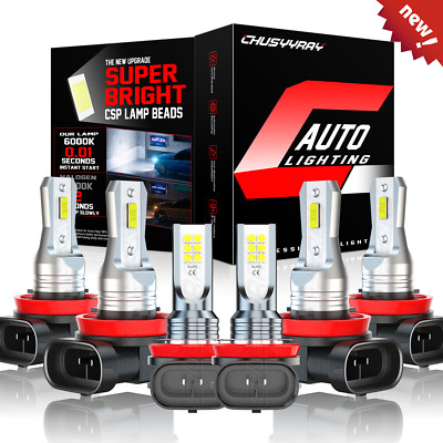 FOR Kia Forte 2010-2015 2016 LED Headlight High/Low Beam + Fog Light Bulbs Kit