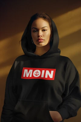 Damen Fluffy Hoodie MOIN Anker Hochwertiger Kapuzenpuller mit Aufdruck Samtweich - Bild 1 von 4