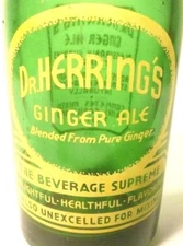 vintage SODA pop  BOTTLE  green DR HERRING'S GINGER ALE - 6  oz ACL