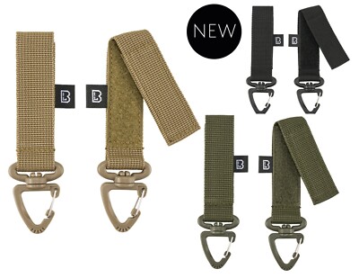 Brandit Spring Belt Buckle Carabiner Set of 2 Triangular Rotating Straps 9-13cm