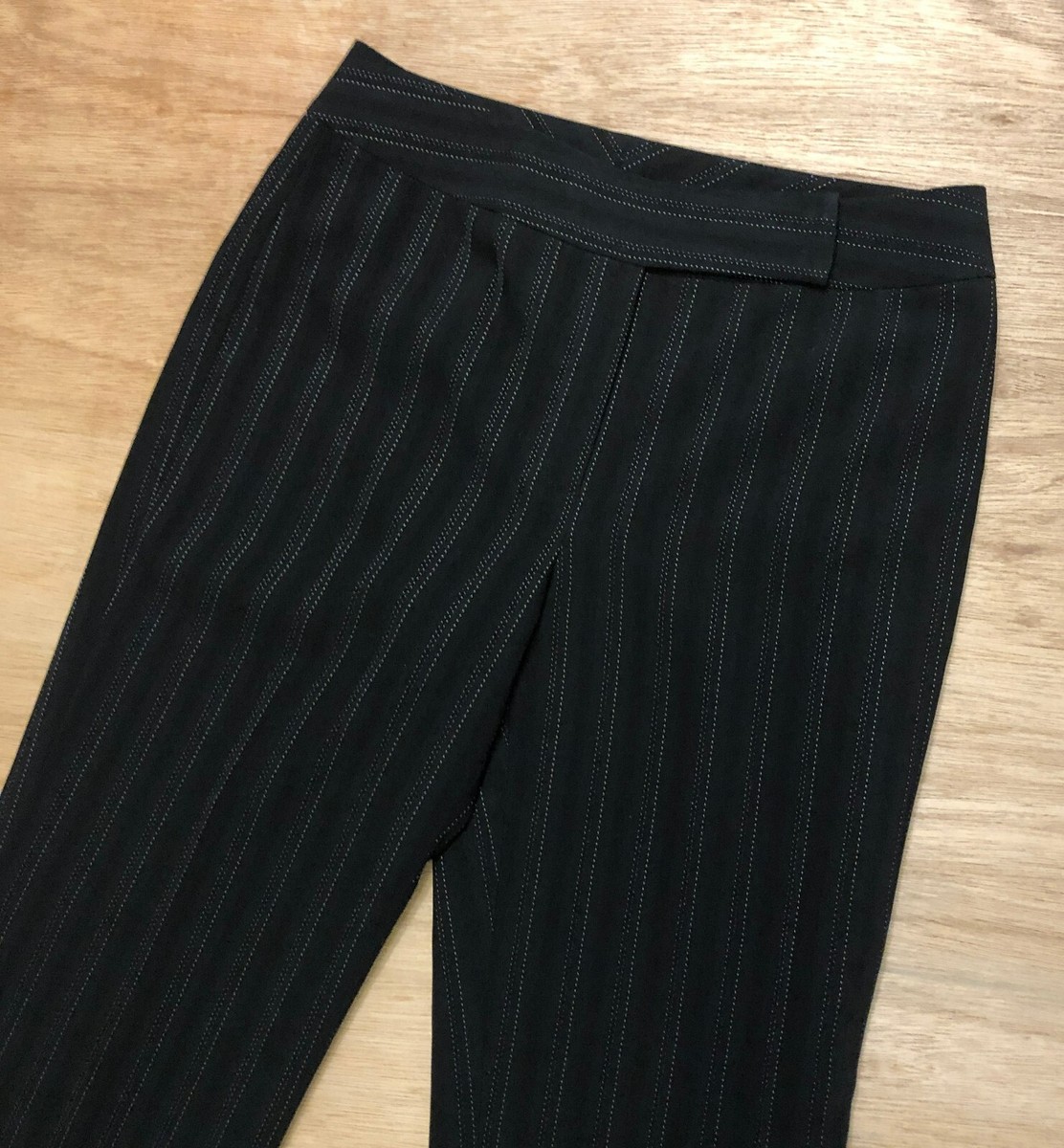 パンツ 00s wide 2-tuck pinstripe black slacks Black Pinstripe Pants - Straight Leg Pants - Pinstriped