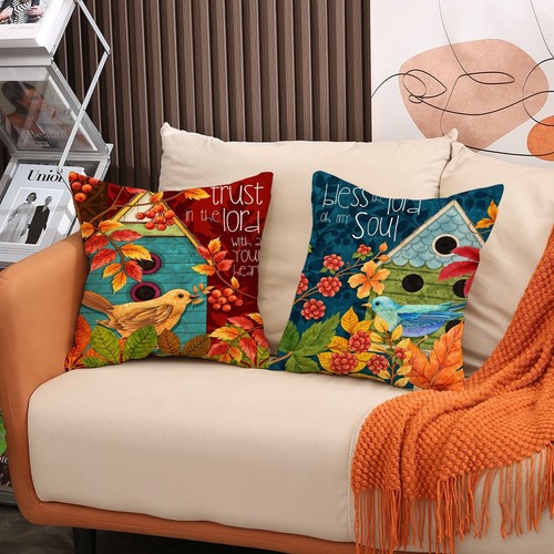 4 PCS Seasons Pillow Covers Four Seasons Countryside Home Sofa Cushion Covers - Picture 3 of 9