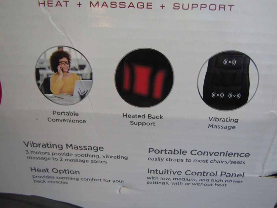 NIB Conair Body Benefits Heated Massaging Back & Seat Cushion eBay