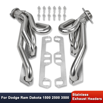 Stainless Steel Exhaust Headers Polished For Dodge Ram Durango Dakota 1992-2004