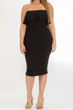 US Seller!!! NEW Plus Size Sexy Black Tube Dress