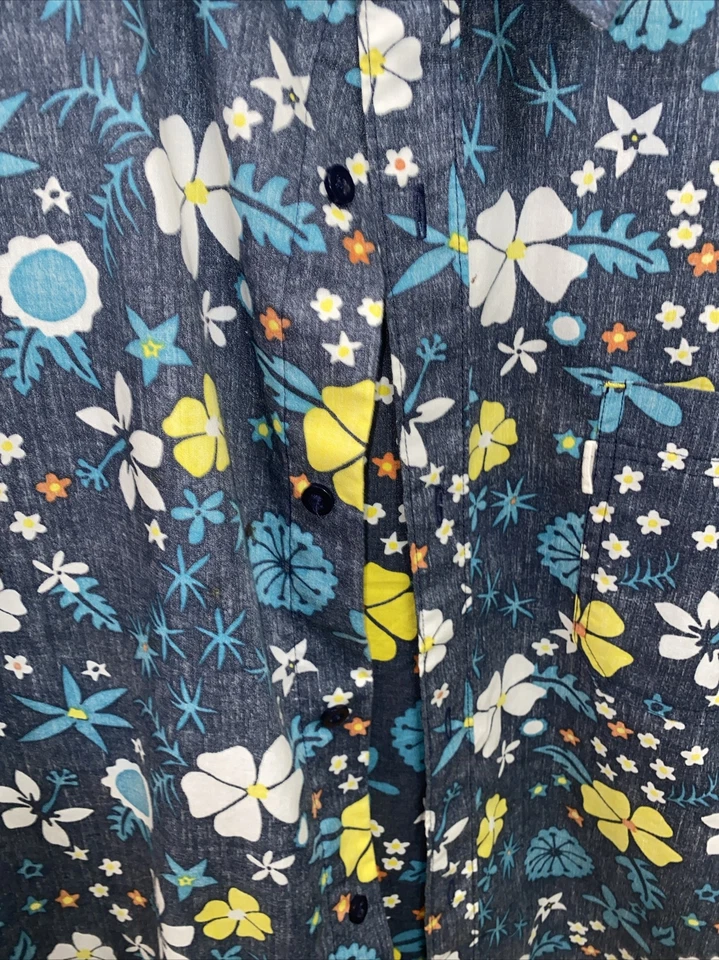 Vintage Walker St. Refinery Hawaiian Shirt Mens XXL Blue Floral Reverse Print - Image 4 of 4