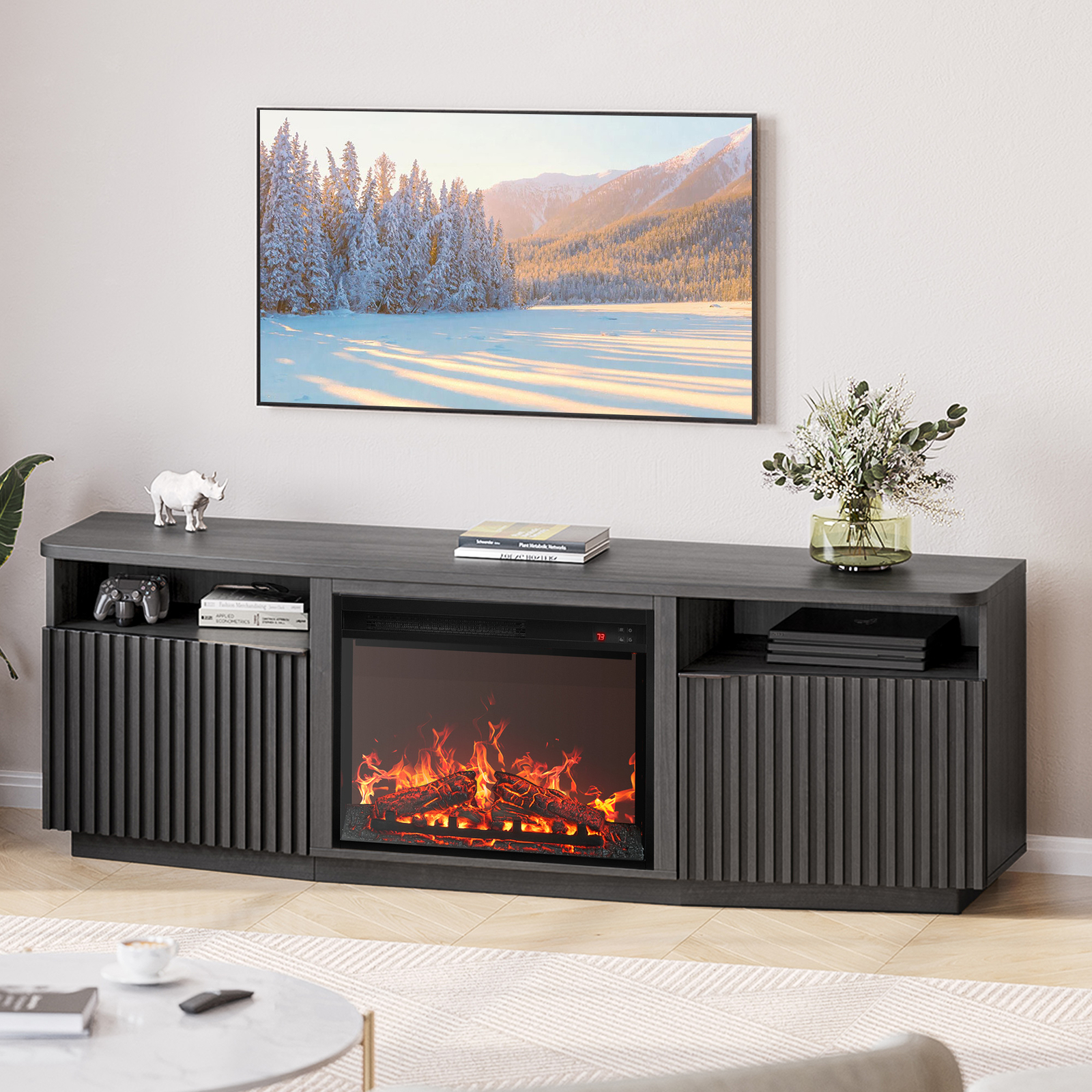 With 23" Electric Fireplace Heater For Tv Up To 75"