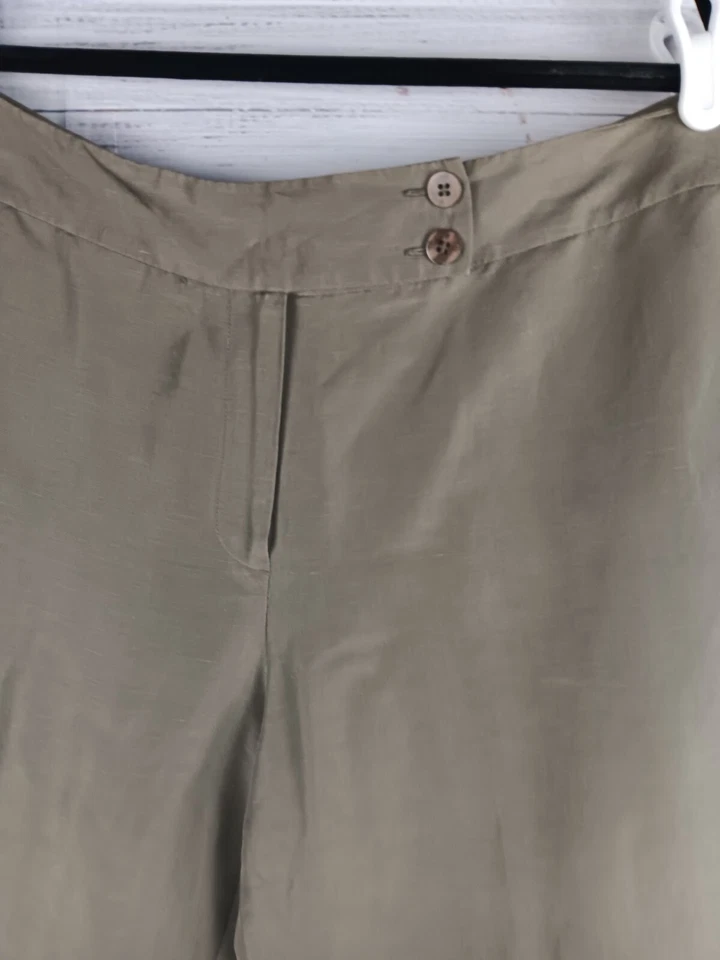 Pantalón Talbots Mujer’s 12 Lino Mezcla Seda Cintura Alta Pierna Recta  Foto 3 de 4
