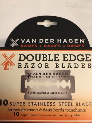 Van Der Hagen Double Edge Stainless Steel Razor Blades, Pack of 10