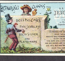 Copenhagen NY Terrill Jewelry Store Boss Gold Watch Case Ad Victorian Trade Card