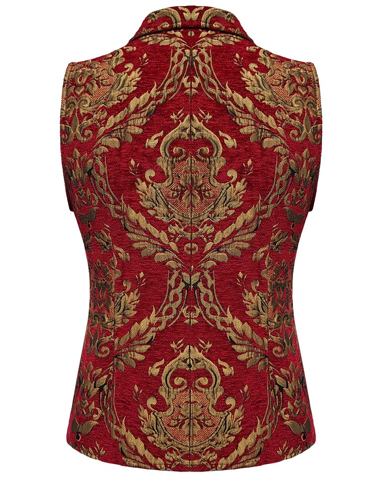 Premium Extreme Quality Men's Vest Waistcoat Red Damask Velvet Goth Steampunk VTG/Brocade Vest