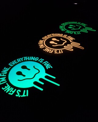 Glow In The Dark Vinyl Decals Medium Drippy Smiley Face Quotes Lit Studios New