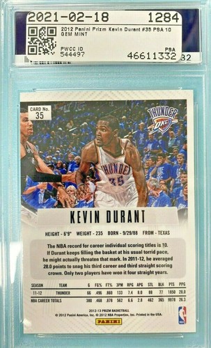 2012 Panini Prizm Kevin Durant Edelstein neuwertig PSA 10 #35 🙂 - Bild 3 von 3