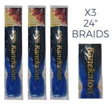 x3 Blue Ombre Kanekalon Jumbo Braiding Hair Extension 24" Synthetic TTBLU 86 LOT