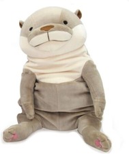 Muñeco de peluche Mochi KawaUso gris nutria tamaño L Shinada Global 30×22×22 cm