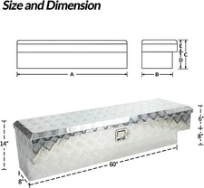 Aluminum 60"X12.5"X14" Side Mount Tool Box Side Truck Box with Paddle Latch